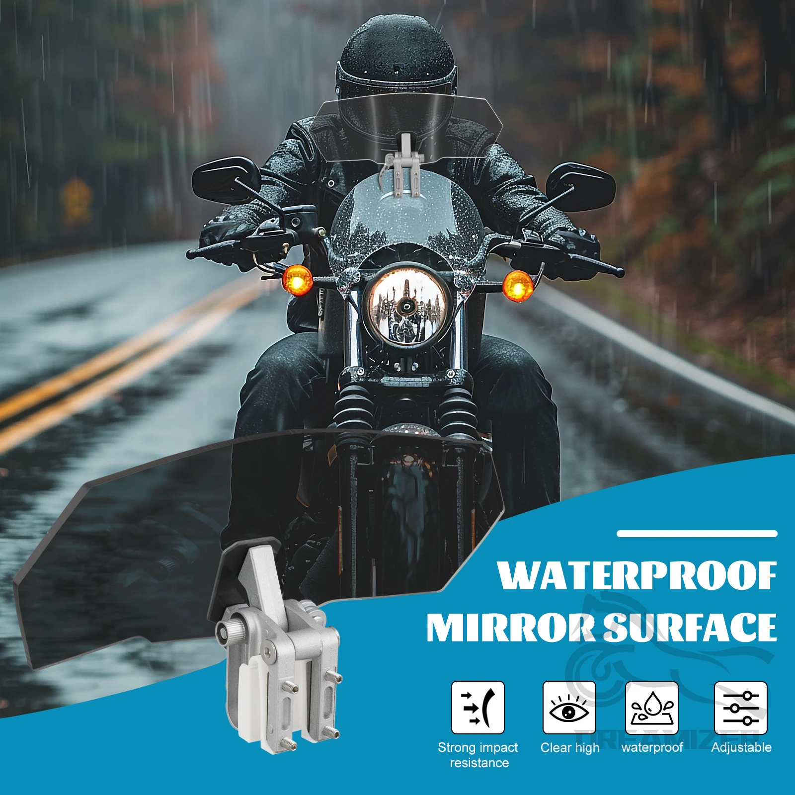 Parabrezza rialzato modificato universale per moto, installazione su estensione del parabrezza per moto, fumo trasparente