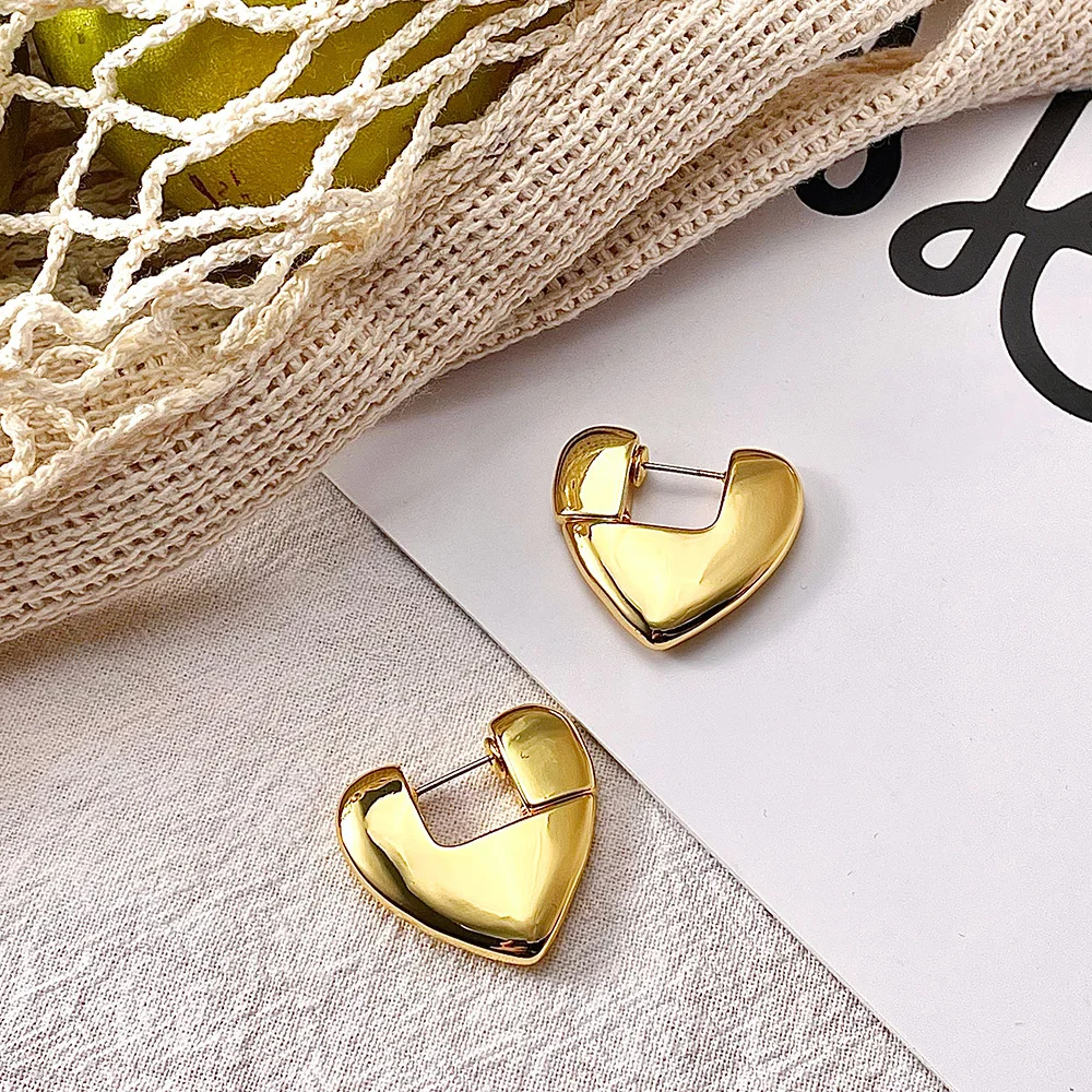 ENFASHION Heart Stud Earrings For Women Fashion Jewelry Gold Color Piercing Lover Earings Boucle Oreille Femme Wedding E211286