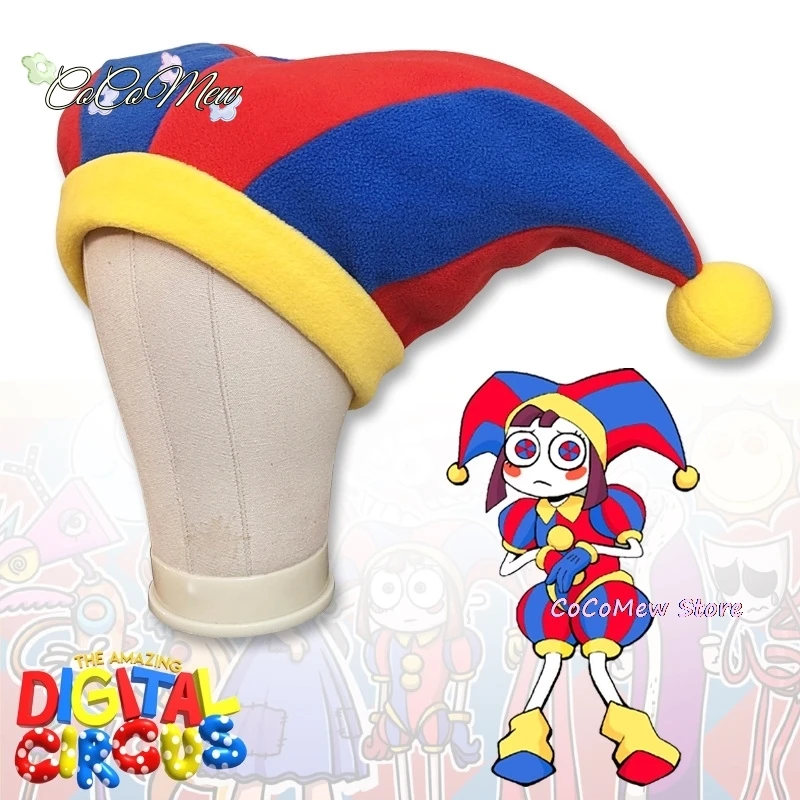 Pomni Cosplay Cartoon Hat The Amazing Digital Circus Joker Hat Cute Cap for Children Kids Halloween Party Gifts Props Accessory