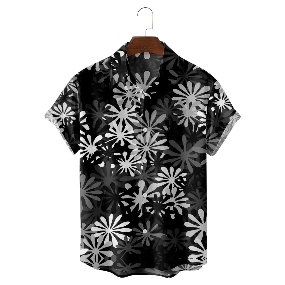 

2022 new men's beach style casual breathable short sleeve top fashion Lapel men's shirt Hawaii same