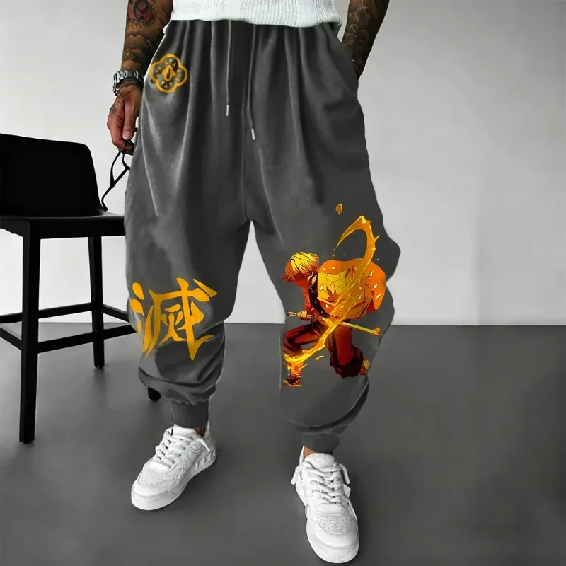 

Мужские и женские спортивные штаны Demon Slayer, осень 2021, новая уличная одежда на тему аниме, свободные хлопковые свободные брюки с дизайном персонажей для косплея