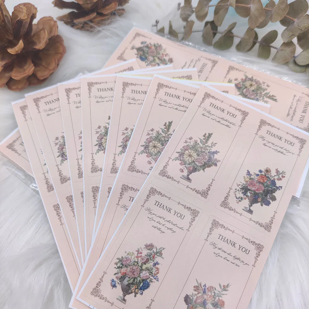 ملصقات تسميات صناديق تعبئة زهور عتيقة ، بطاقات هدايا الأعياد ، زينة ، شكرا لك ، 3 × 6 ، من من من من من من من نوع x