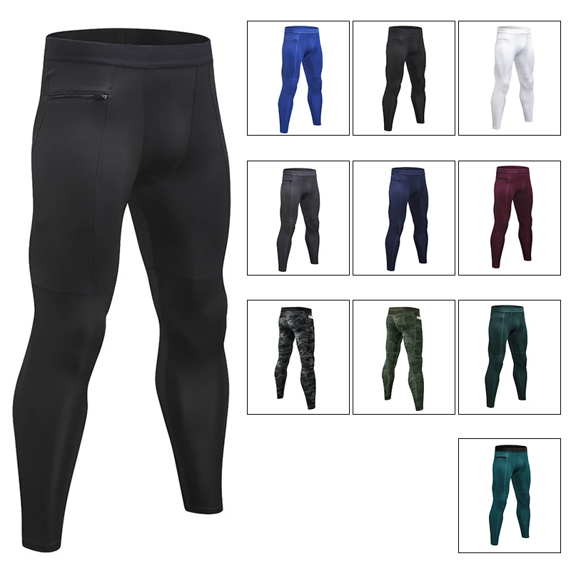 Cody Lundin Breathable Basketball Soccer Cycling Underwear Sweatpants High Waist Men Solid Tights Running Exercise Leggings