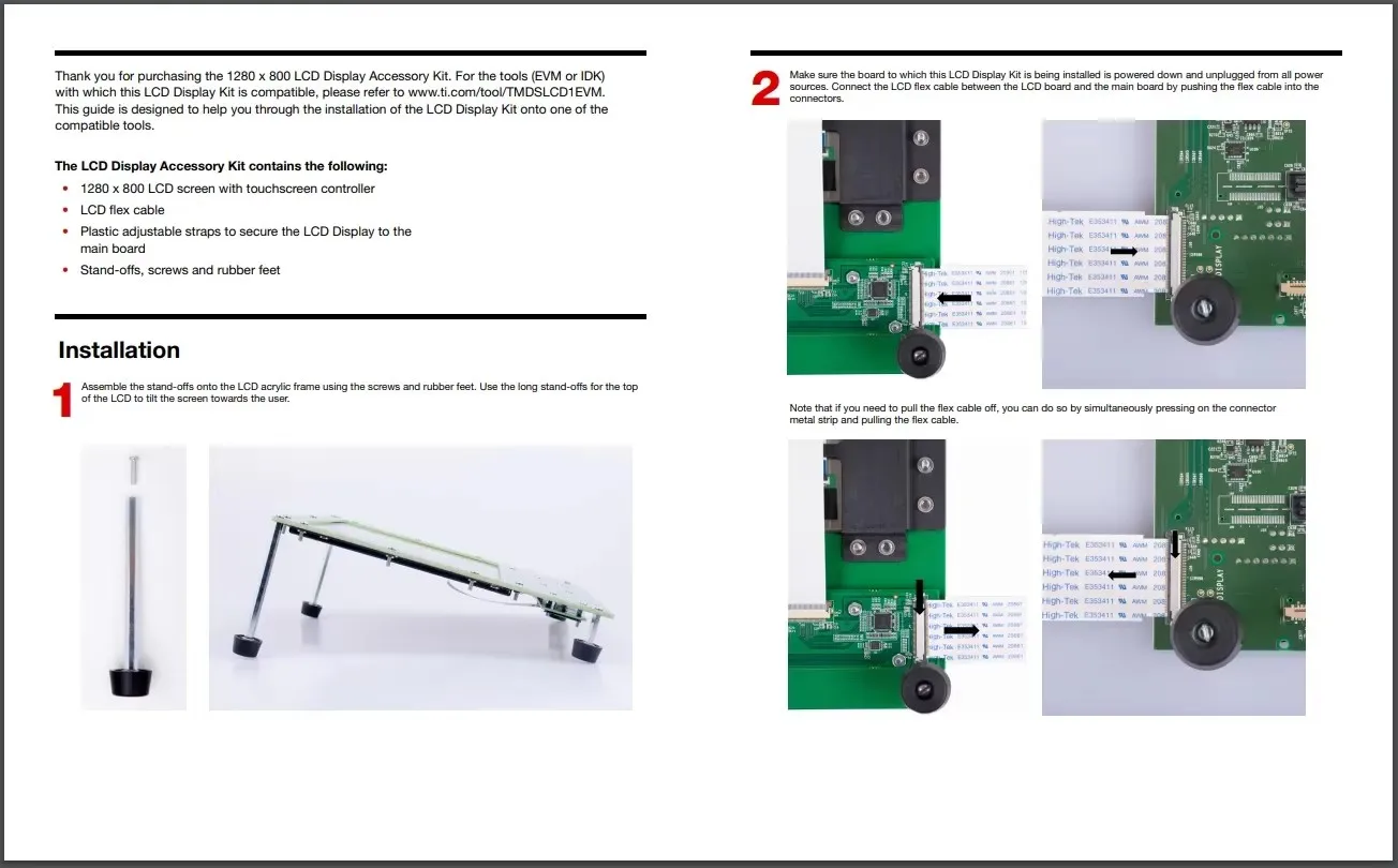 TMDSLCD1EVM 1280x800 LCD display accessory kit AM65 IDK TMDX654IDKEVM new development board