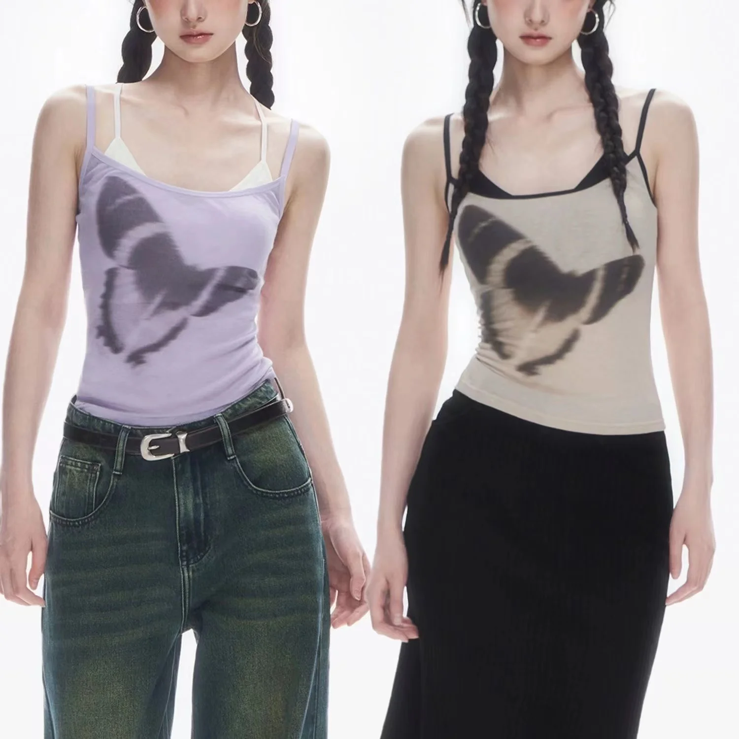 Korean Fashion Y2K Clothing Women's  T-Shirt Harajuku Vest Gothic Subculture Tees Sleeveless Detail Casual Crop Top