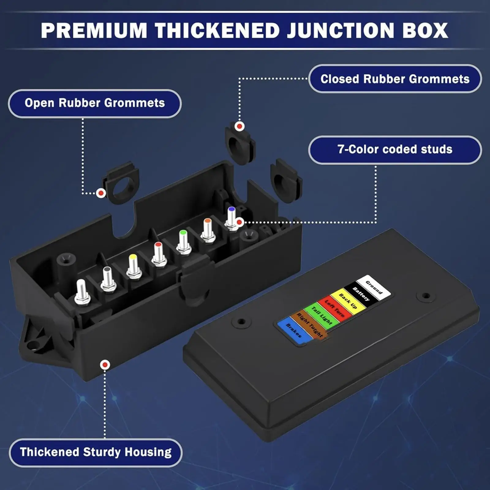 2 قطعة 7 طريقة مقطورة صناديق توصيل تحديد سريع سميكة عالية الكفاءة 7 دبوس مقطورة صناديق الأسلاك قوي للقارب