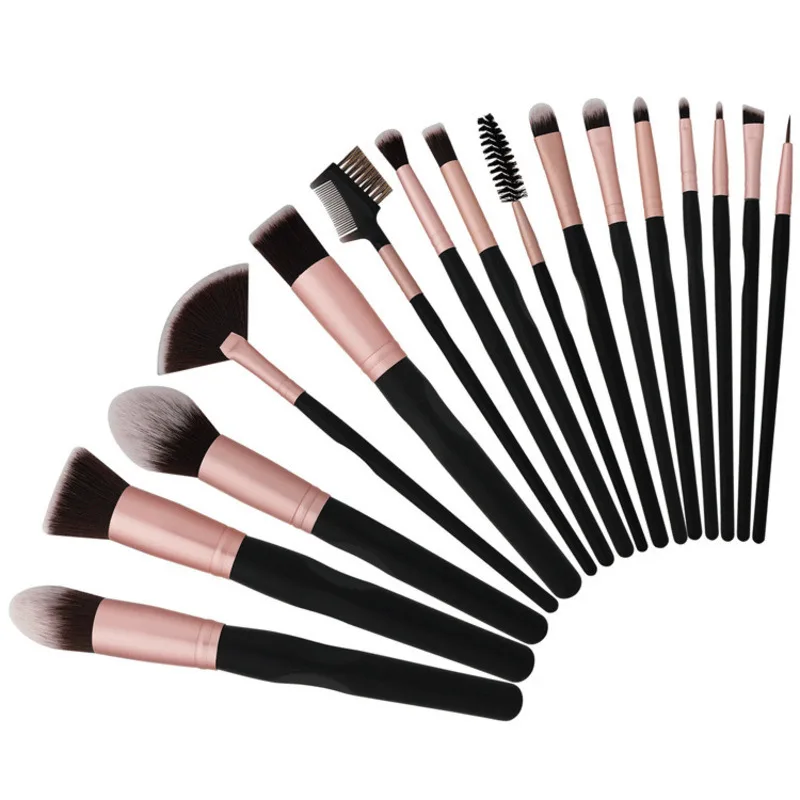 Juego de brochas de maquillaje de 16 piezas, sombra de ojos creativa, colorete, brocha de maquillaje, brocha líquida para base ranurada