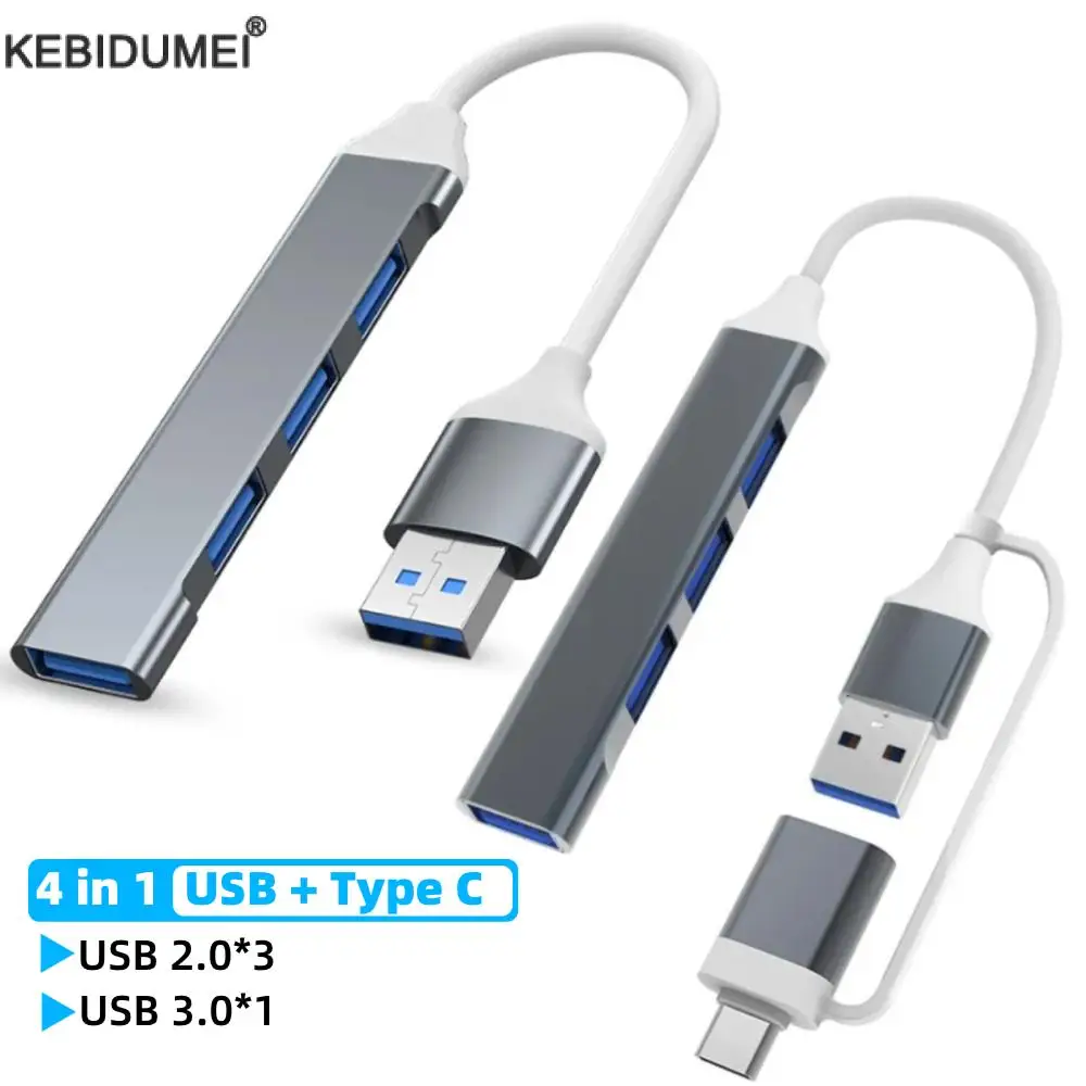 4 Port USB 3.0 HUB USB Type C Multi USB Splitter 4 in 1/4 in 2 Docking Station For HUAWEI Xiaomi Macbook PC Computer Accessories