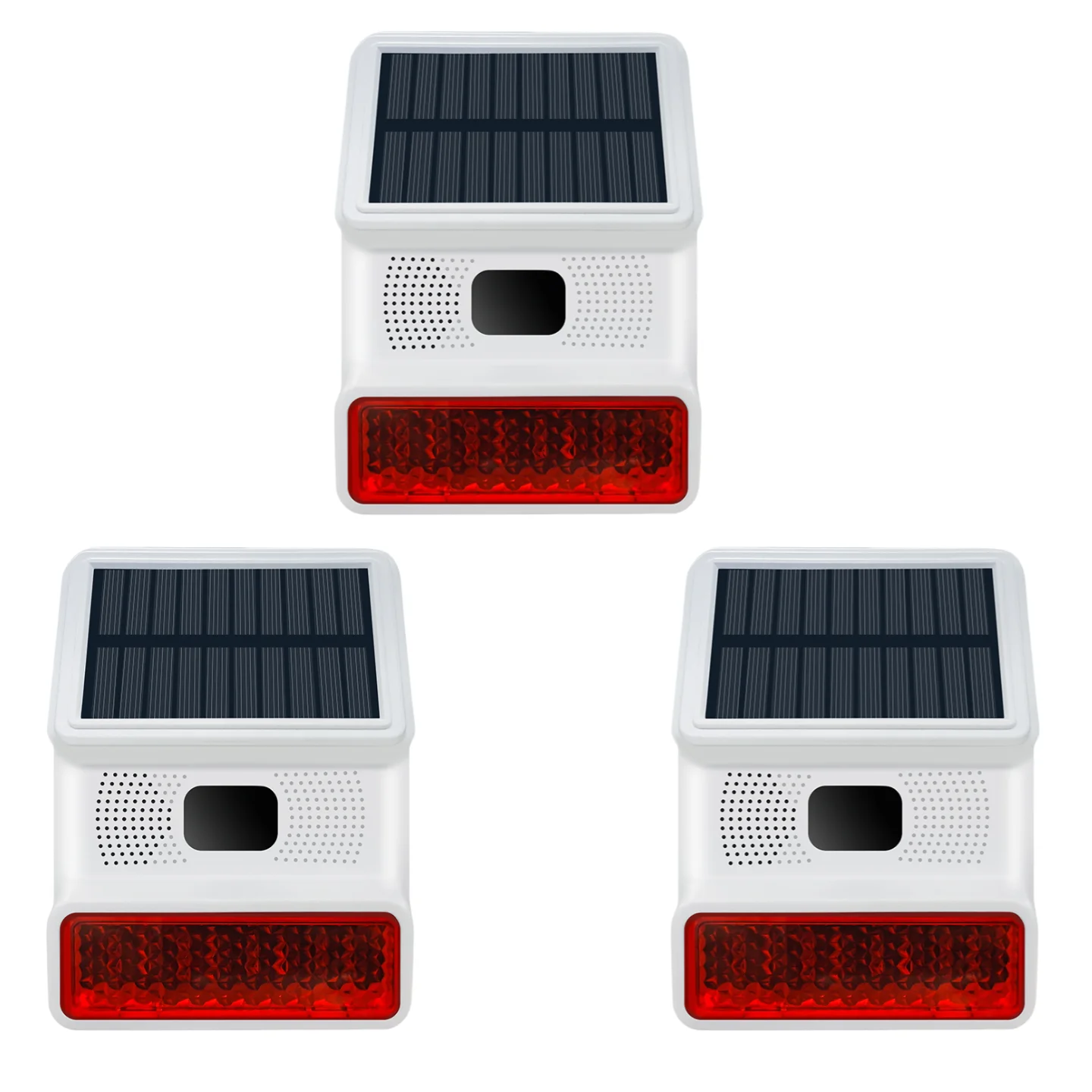 

3 шт. звуковые и визуальные сигнализации на солнечной энергии для фермерских домов, датчики движения, сигнализация 110 дБ, акустические сигнализации, стробоскопические сигнализации со вспышкой