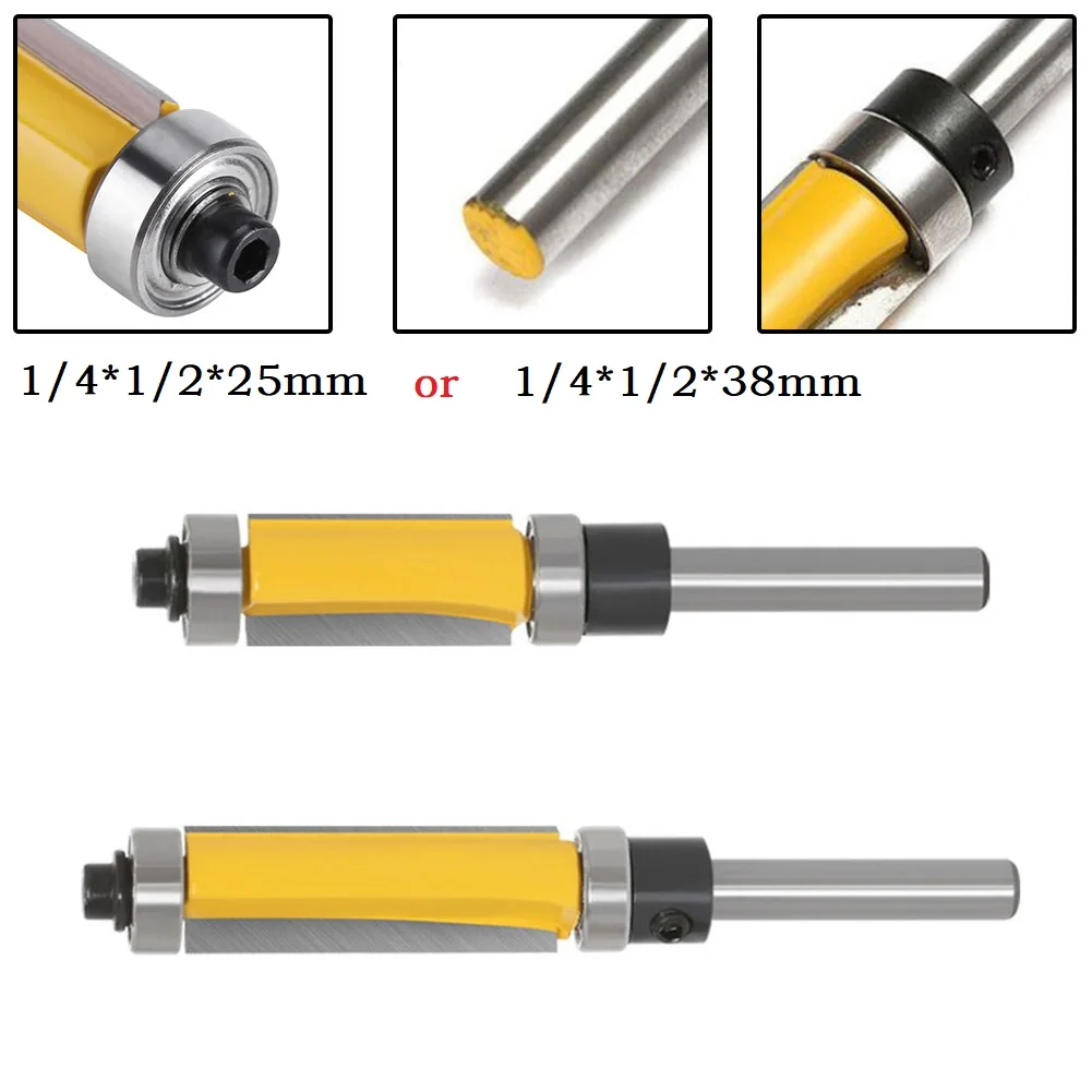 1pc 6mm Shank Straight Flush Router Bit Trimming Milling Cutter With Double Bearings Wood Cutter For Woodworking Tools