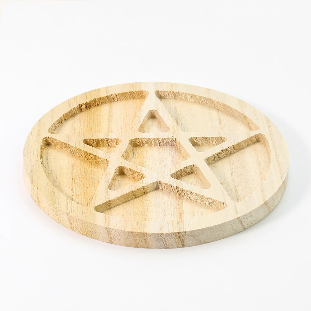 Wood Pentagram Decorative Board Crystal Base Holder Astrology Altar Plate Pedestal Divination Wicca Witchcraft Ceremony Supplies