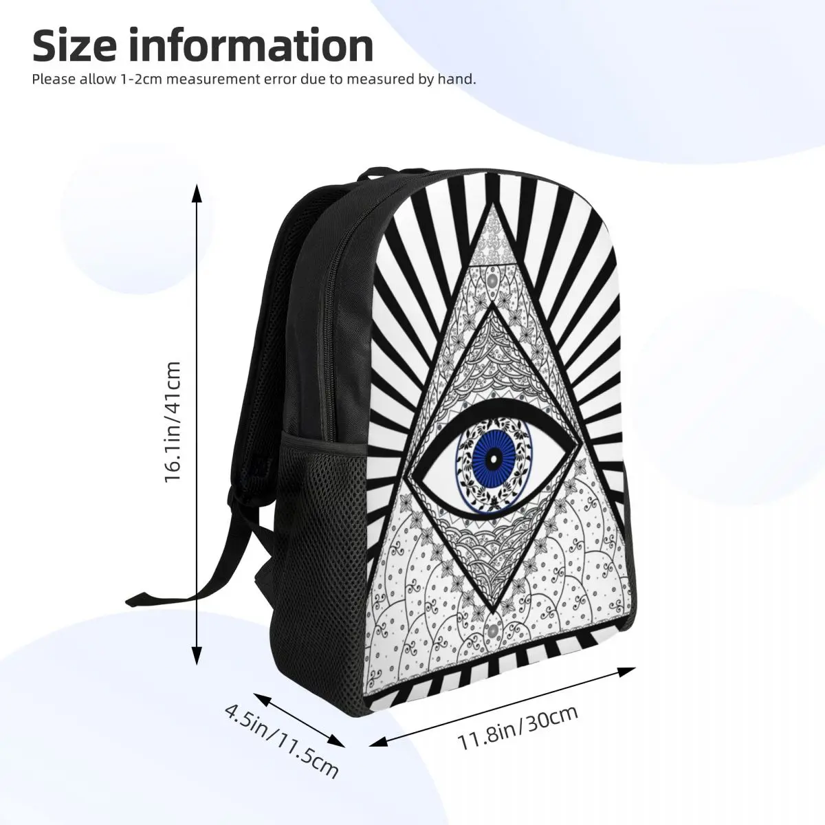 Mau Olho Boa Sorte Charme Energia Triângulo Mochila Amuleto Geométrico Nazar College School Sacos De Viagem Bookbag Fits 15 Polegada Laptop