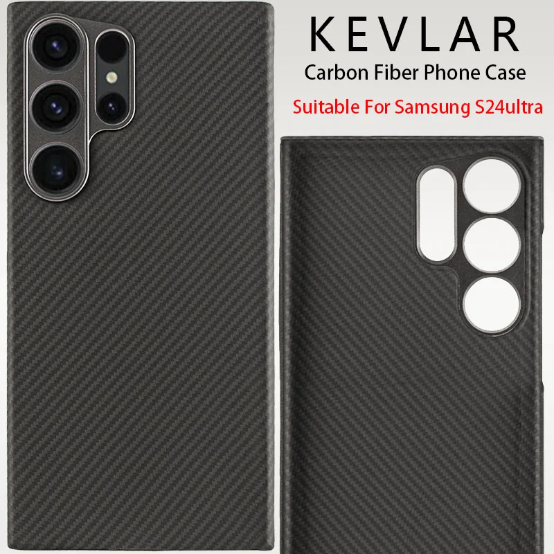 

Ультратонкий чехол для Samsung Galaxy S24 Ultra Luxury из углеродного волокна с кевларовой рамкой для телефона, противоударный защитный чехол