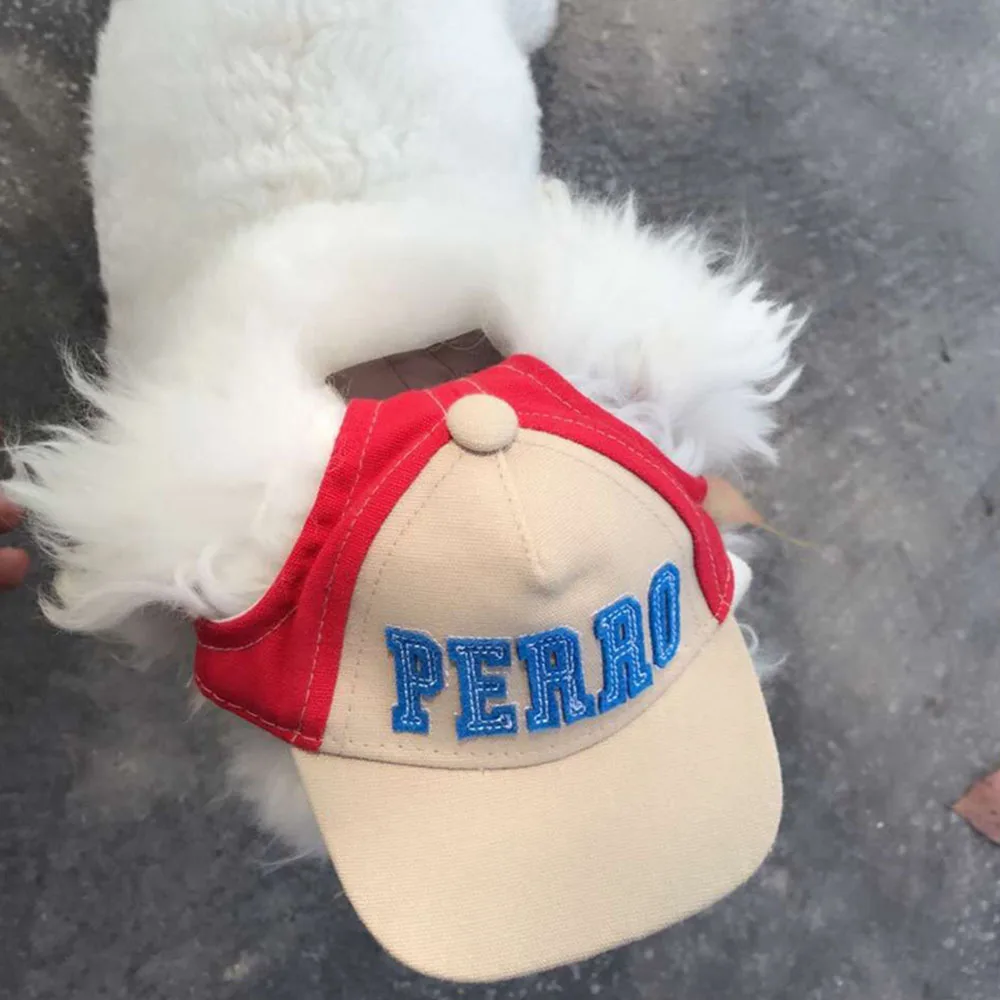 Dog Baseball Cap Letter Pet Baseball Hat Summer Visors Adjustable Outdoor Sunhat Travel Sport Hat with Ear Holes for Puppy Dogs