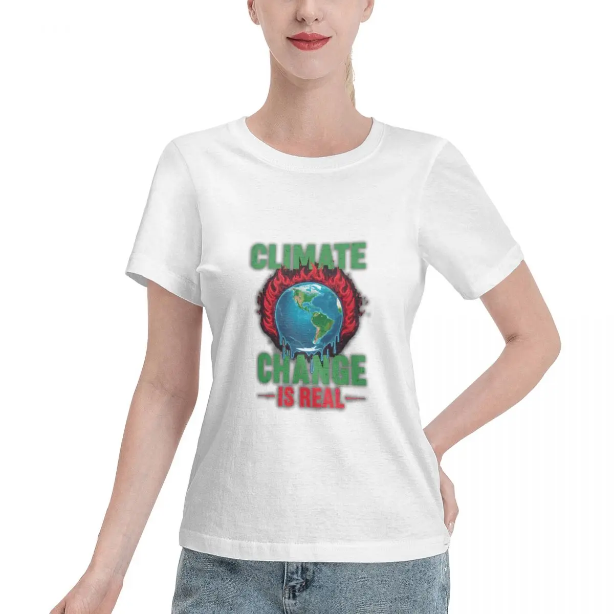 Oversized Option Climate Change Is Real Act Now Not Later Women's T-shirt Casual Street Loose Women Tshirt