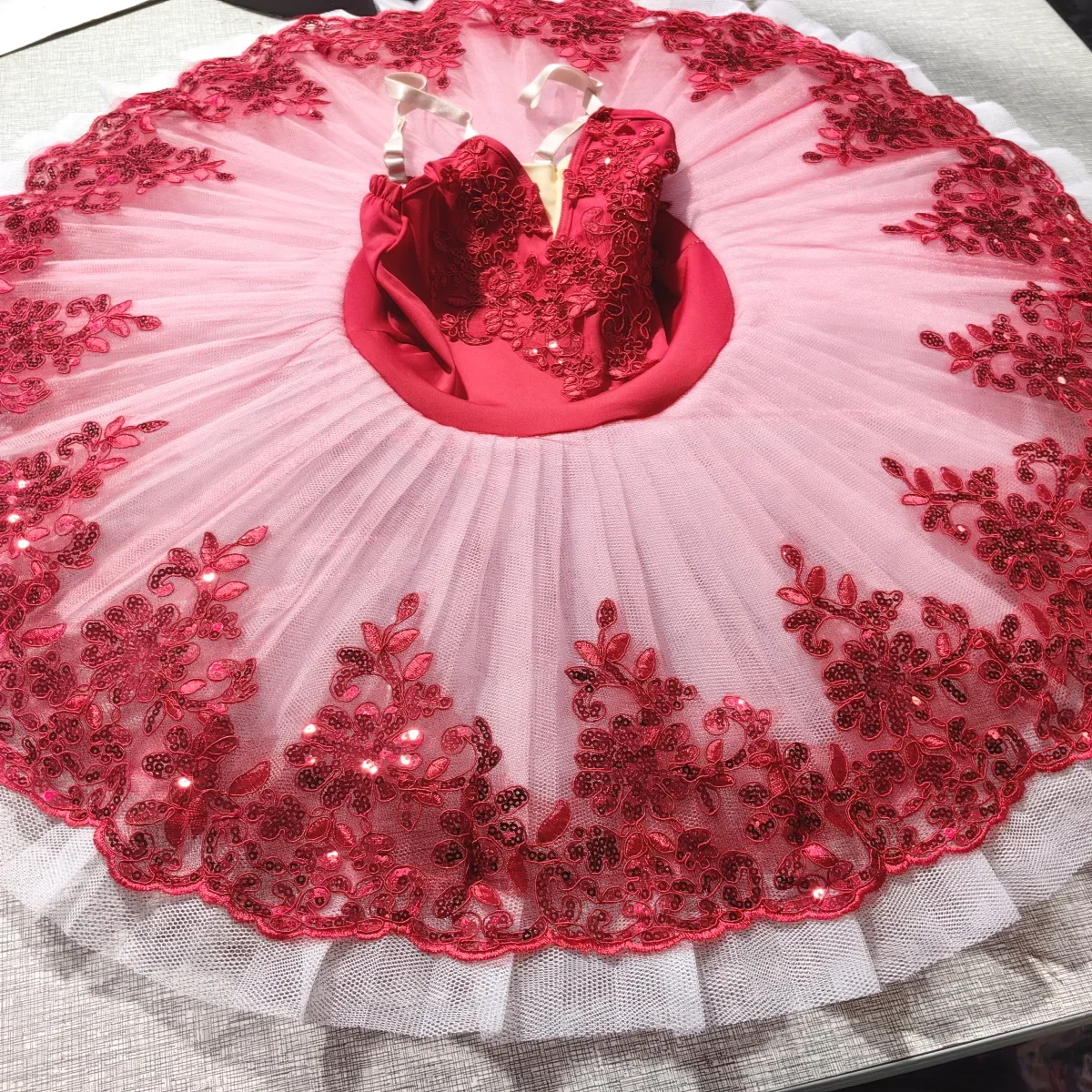 Red Ballet Tutu Skirt Costumes White Swan  Performance Clothing Dance Costume  Leotards for Girls