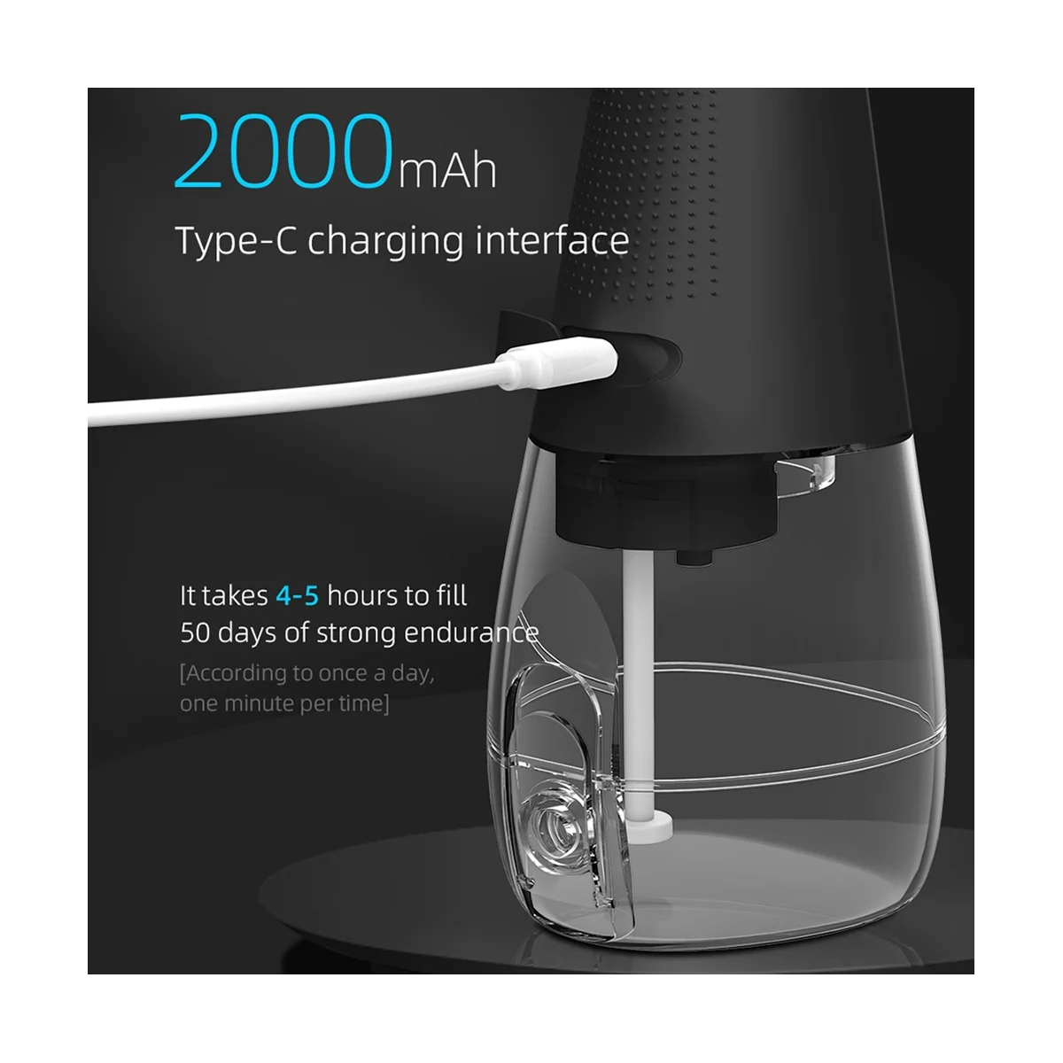 Dental Oral Irrigator Thread Teeth Pick Mouth Washing Machine 5 Nozzels 3 Modes USB Rechargeable, A