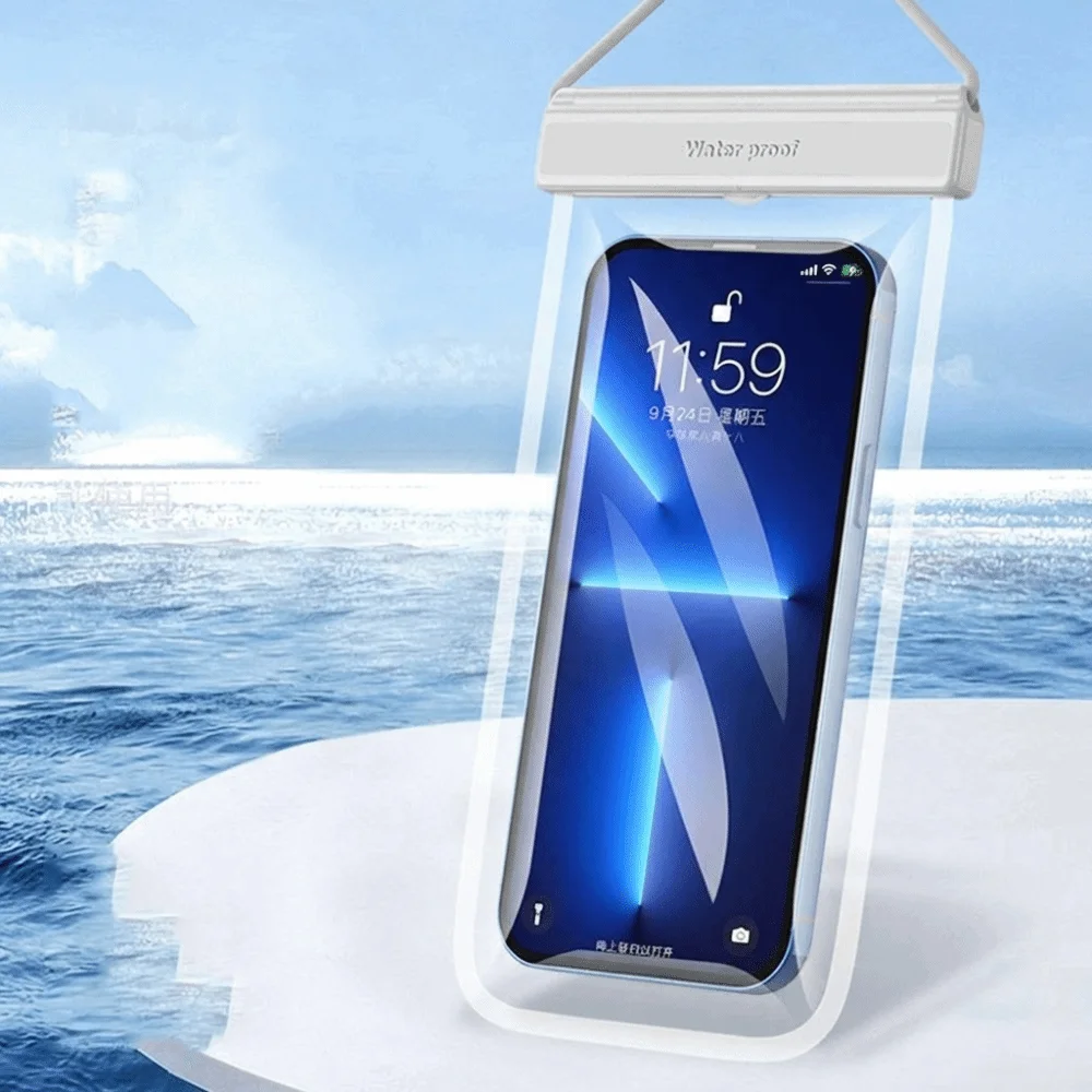 Touch Screen Waterproof Phone Bag Solid Color Hanging Rope Hanging Neck Phone Bag Underwater Dry with Lanyard