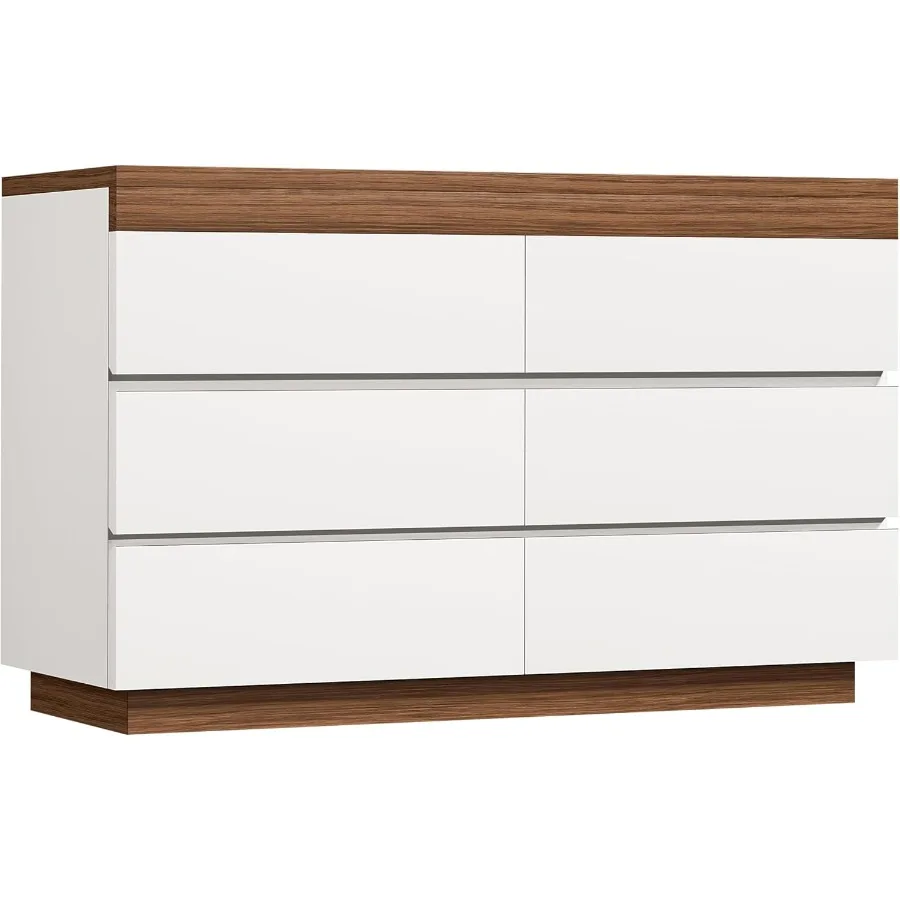 Dresser for Bedroom 54 W White Dresser with 13.2 Large 6 Drawers Dressers Chest of Drawers with Soft Slides TV Stand Drawer Org