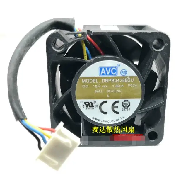 

AVC DBPB0428B2U P024 DC 12V 1.80A 40x40x28mm 4-Wire Server Cooling Fan