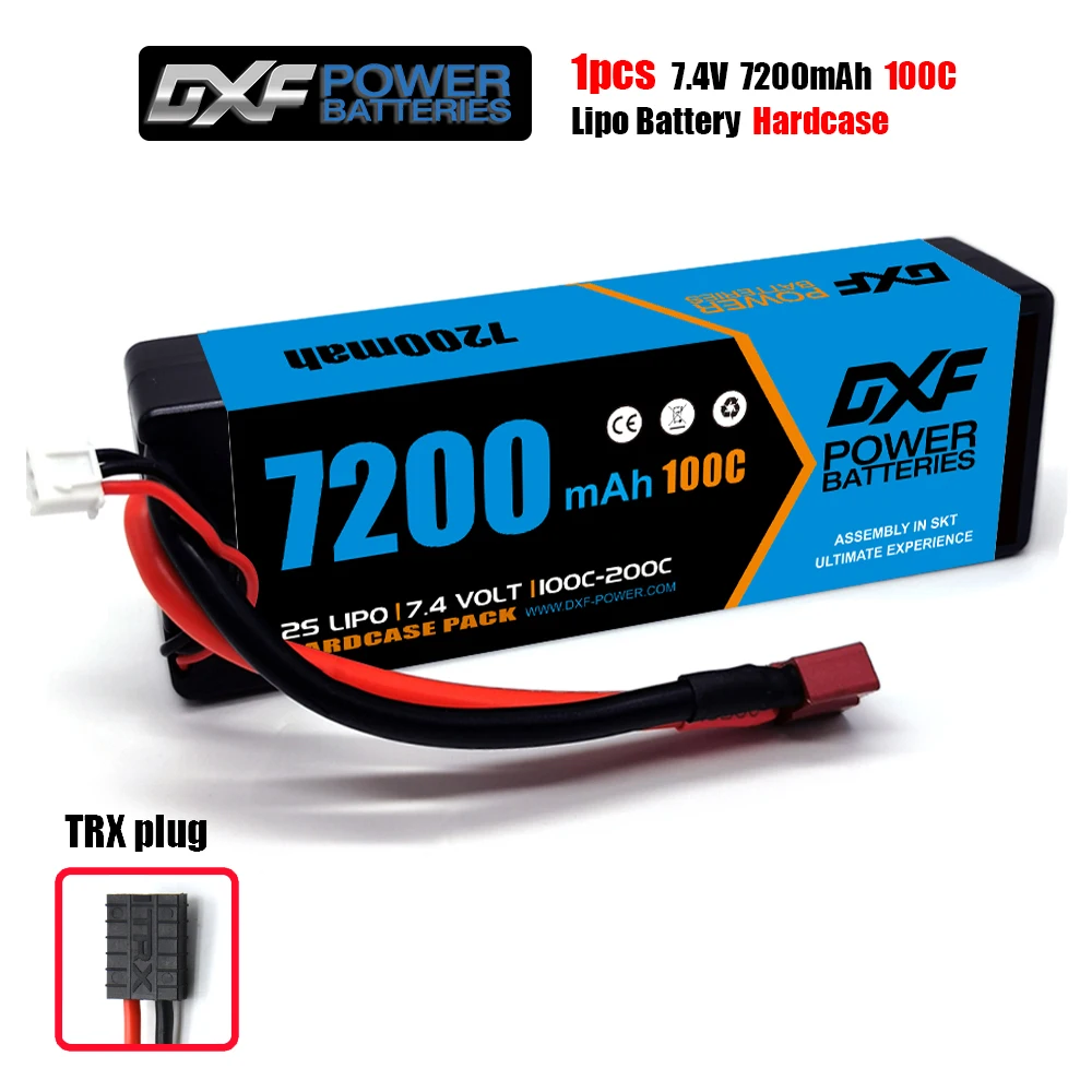 1/2PC DXF 2S Lipo Batterij 7.4V 7200mah 100C Hard Case XT60 EC5 TRX Deans XT90 voor Traxxas SCX10 Auto FPV Vliegtuig Truck RC Onderdelen