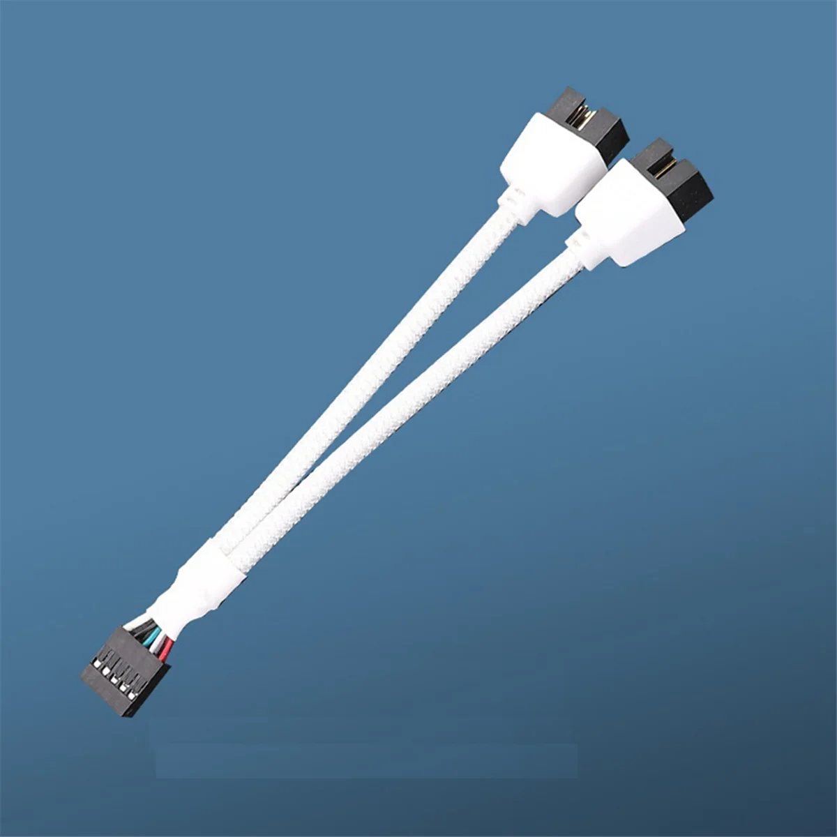 2 ชิ้นเมนบอร์ดคอมพิวเตอร์ USB 2.0 9 พินถึง Dual 9 พิน Y Splitter Audio HD สายสีขาว A002