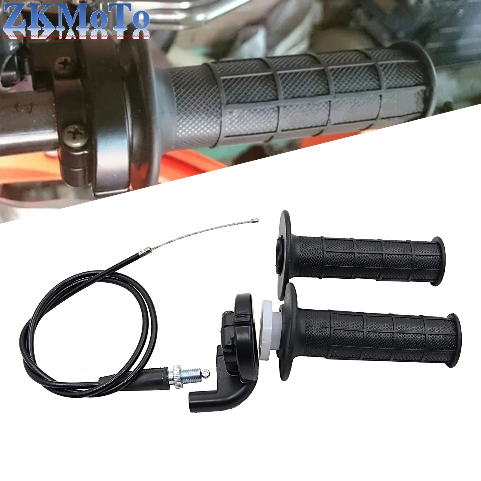 

Motorcycle 7/8" 22mm Grips with Throttle Clamp Twist Cable Throttle Cable for 50-250CC ATV Quad Pit Dirt Bike Buggy Racing
