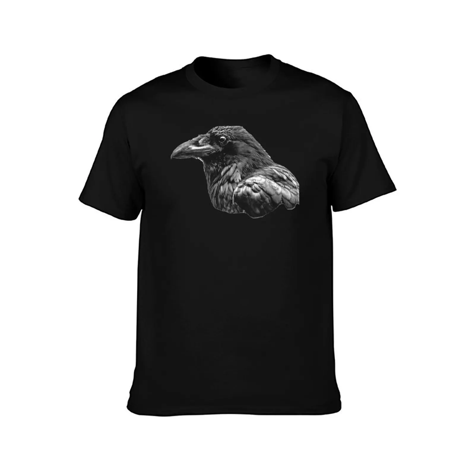 Raven Head T-Shirt, Summer Casual Cotton Tee, Oversized Streetwear Tops, Vintage Graphic Print, Loose Fit Short Sleeve