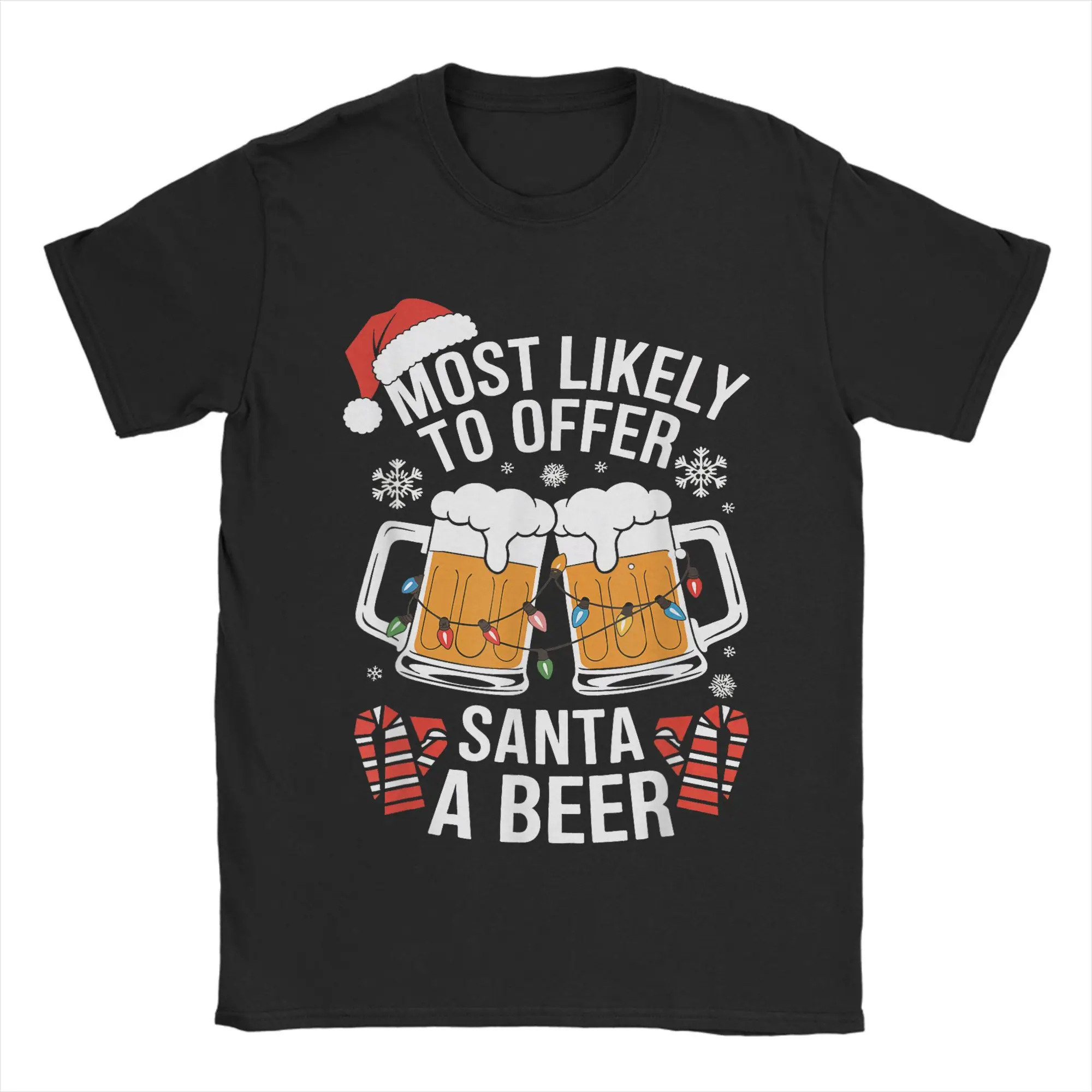 

Men Christmas and beer T Shirt 100% Cotton Clothes Vintage Short Sleeve Crewneck Tee Shirt Adult T-Shirts