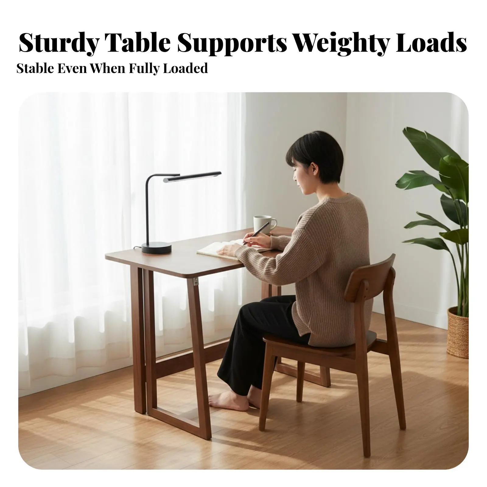 

Foldable Wooden Desk Space-Saving Folding Table Easy to stow Stable and Sturdy for Students, Bedroom