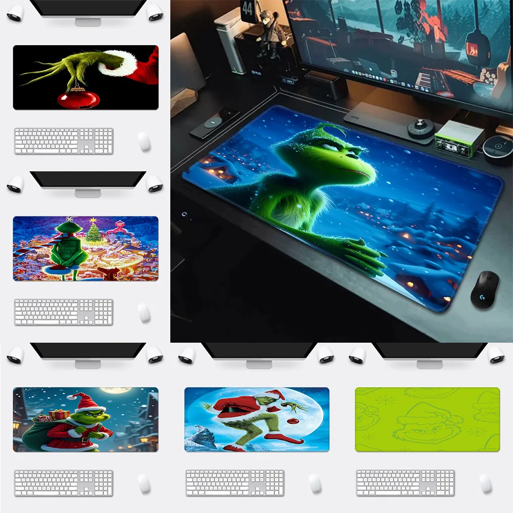 Tapis de souris Cartoon G-Grinchs, impression HD, pour joueurs sur ordinateur, bord verrouillable, antidérapant, XXL 90x40cm, tapis de bureau pour clavier PC