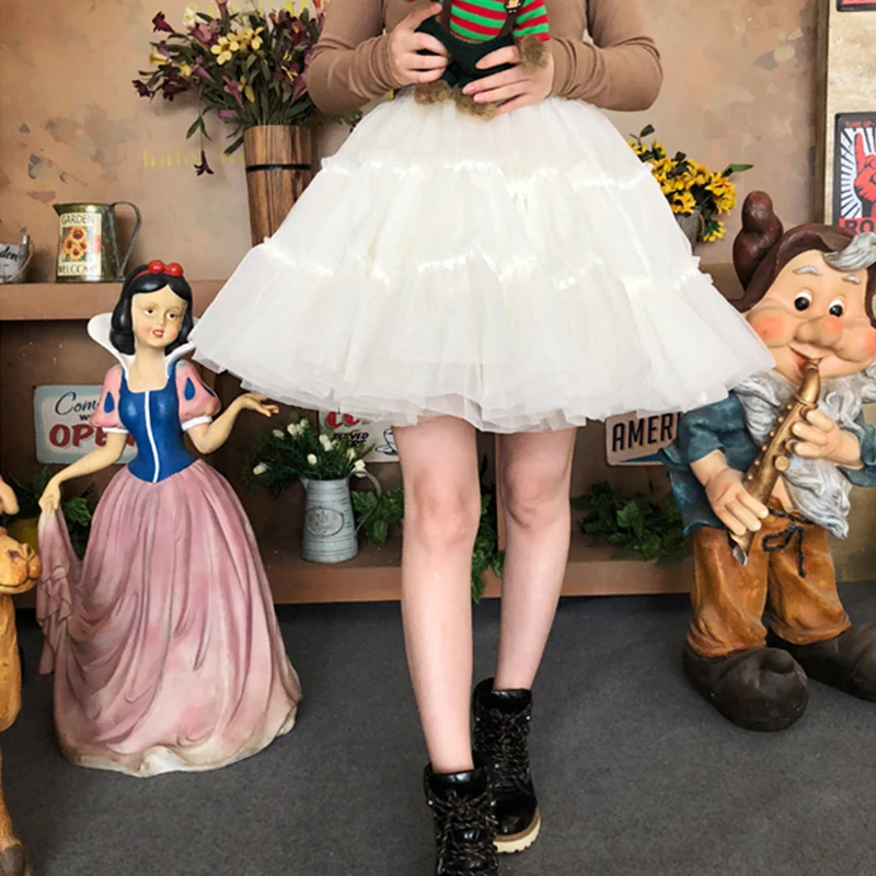 Girls Soft Net Petticoat Colorful Puffy Tutu Skirt Multi-layer Elastic Waist Boneless Underskirt Party Dance Dress Crinoline