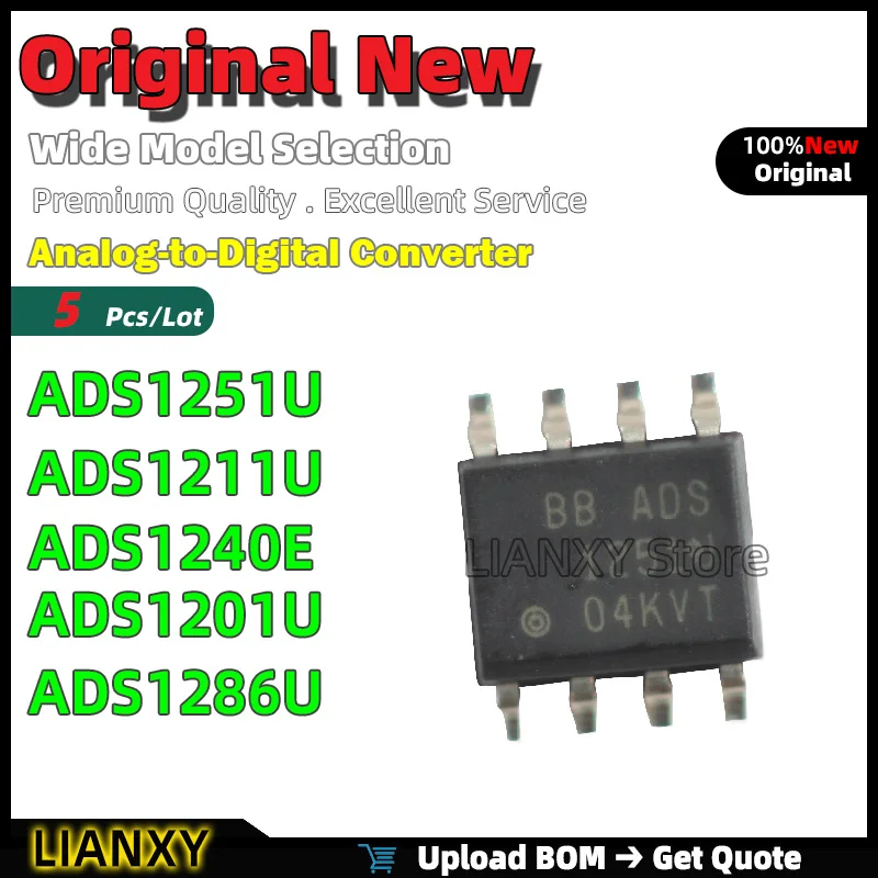 

5pcs SOIC-8 ADS1251U ADS1211U ADS1240E ADS1201U ADS1286U Analog-to-Digital Converter New Original