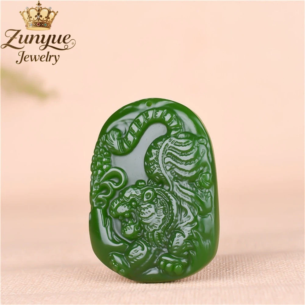 

Natural Hetian Jade Jade Pendant Featuring A Tiger Descending From The Mountain Luxury Quality Jewelry Fashion Jewelry Charms