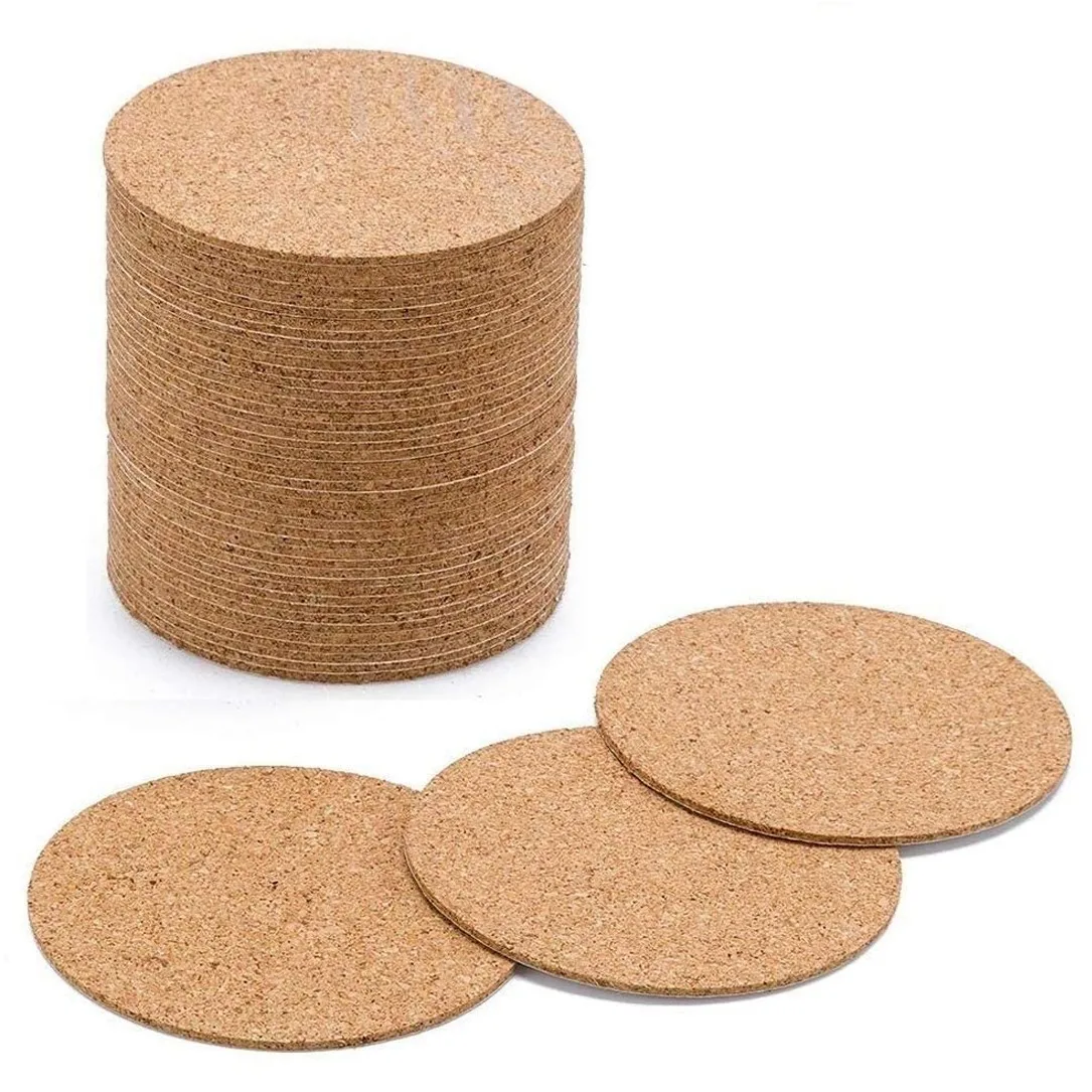 24Pcs of Cork Drink Coasters for Home Bars and Kitchens-Reusable Water-Absorbing and Environmentally Friendly DIY