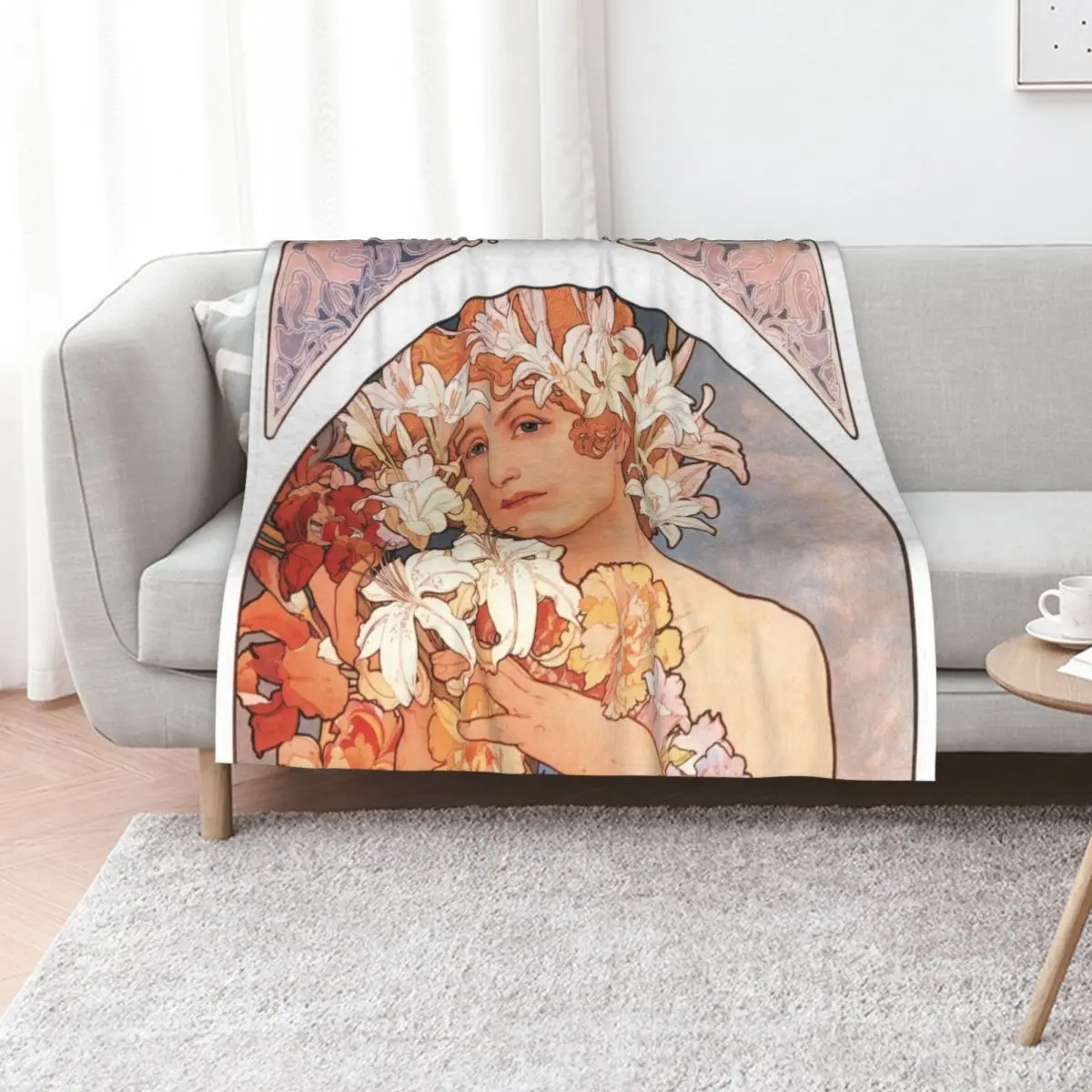 

La Fleur - The Flower - Alphonse Mucha 1897 Throw Blanket Plush Moving Fashion Sofas Thermal Blankets
