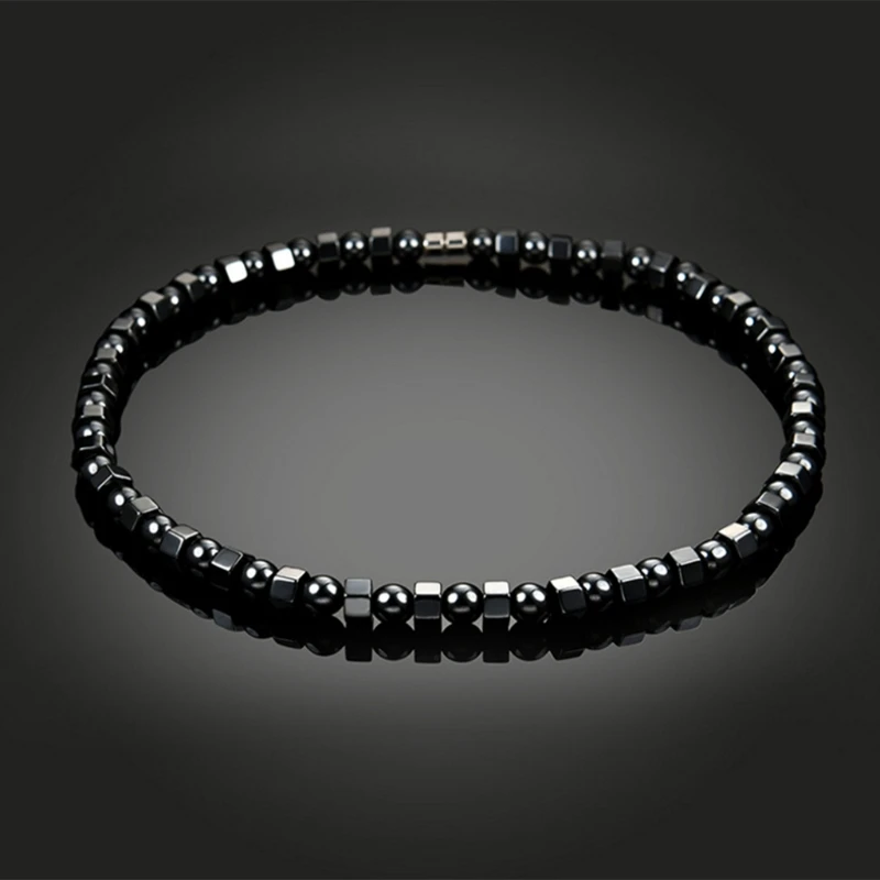 Exquisite schwarze Hämatit-Halskette, heilende Magnetfeldtherapie-Halskette, Schmuck, Geschenk, Schmerzlinderung für Hals, Arthritis, Schulter – Detail 3