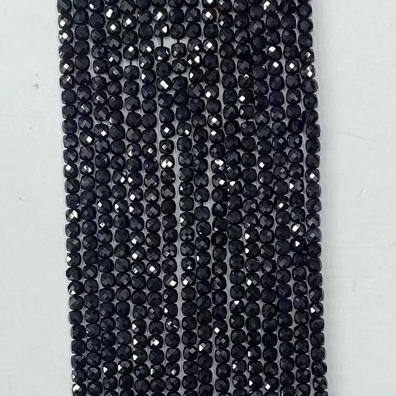 Natural black spinel Cut Corner Loose Beads Jewelry Making DIY Bracelet Necklace 38cm Accessories Manufacturer Wholesale