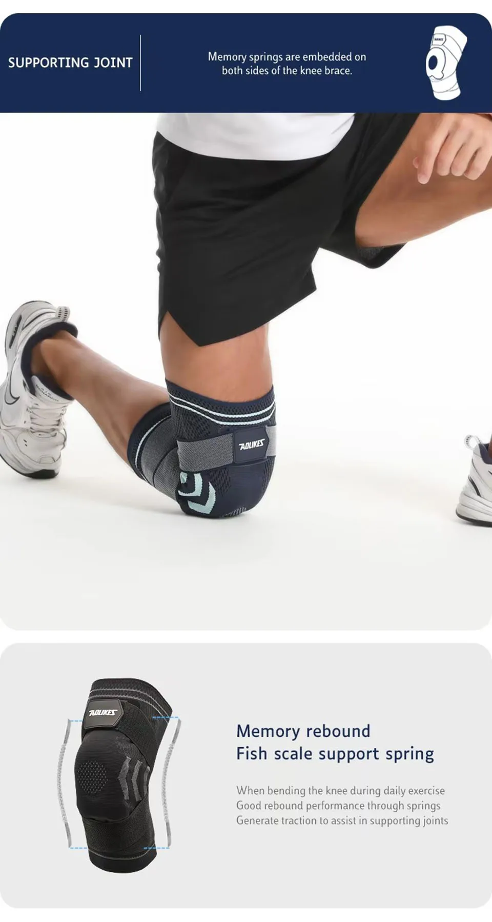 Aolikes Knies tützen mit Silikon gel Patella Kompression hülse Feder stütze schützen Stabilisator für Arthritis Sport Acl Erholung – Detail 8