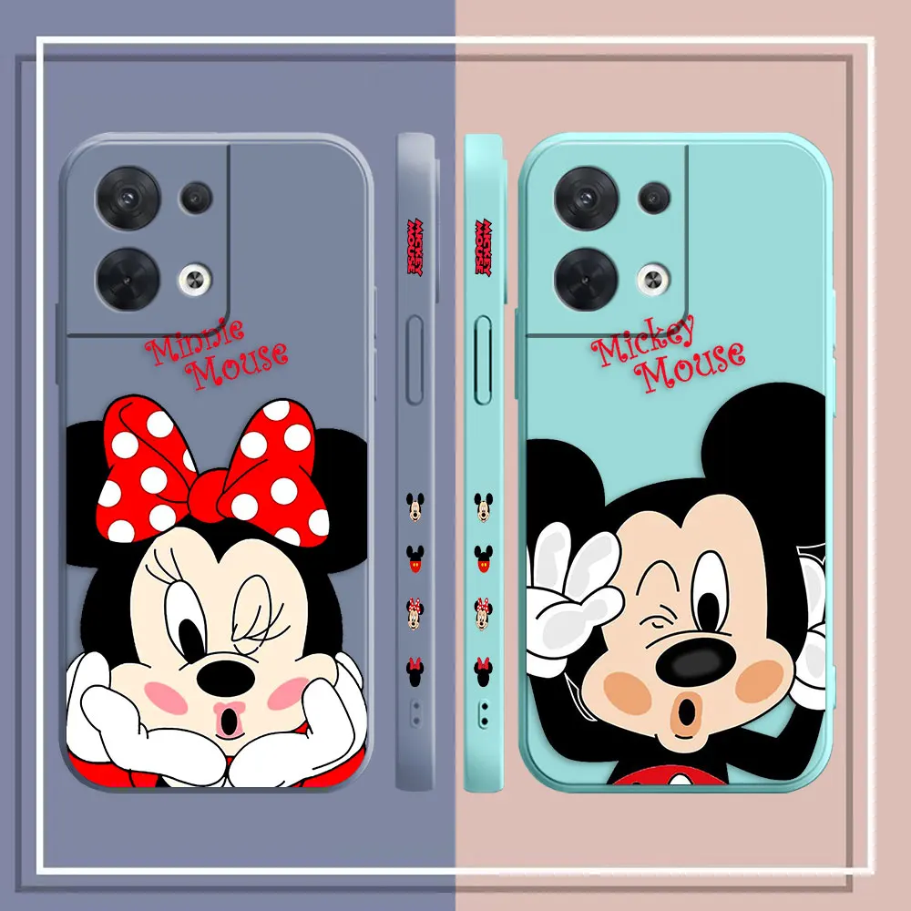 M-Minnie M-Mickey Mouse Phone Case For OPPO RENO 10 8 8T 7 6 5 4 3 4G 5G PRO PLUS Colour Simple Silicone Case Funda Shell Capa