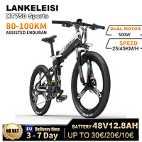 E-car LANKELEISI XT750 Sport 500W Folding Electric Bike 9 Speed Hill Ebike Full Suspension E Mtb 26 Inch Electric cycle