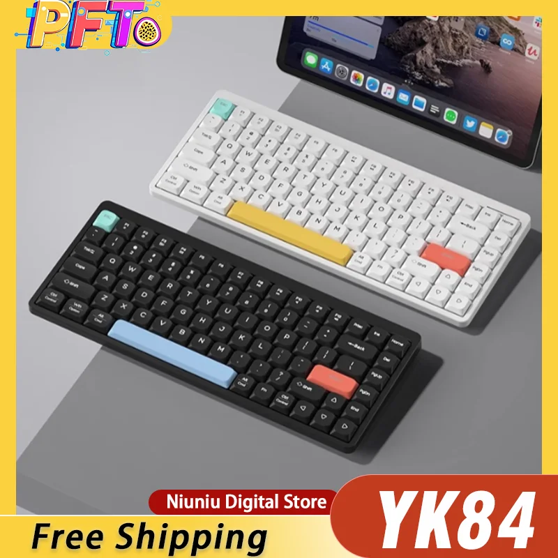 

YK84 Wireless Keyboard 2.4G+BT5.0 Gaming Keyboard Low-Profile Switch Bluetooth Keyboard 26-Key Anti-Ghosting for PC Accessories