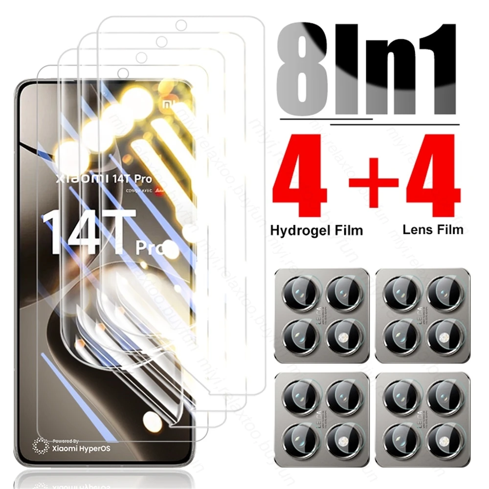 8 In 1 Hydrogel Film Screen Protector for Xiaomi 14T Pro 5G Camera Glass on Xiomi Xaomi Mi14T Mi 14TPro Xiaomi14T 14 T T14 2024