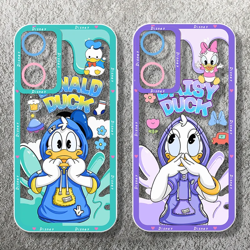 Donald Duck Daisy Couple For OPPO A98 A94 A92 A78 A76 A74 A72 A58 A54 A55 A36 A15 A9 5G Angel Eyes Transparent Phone Case