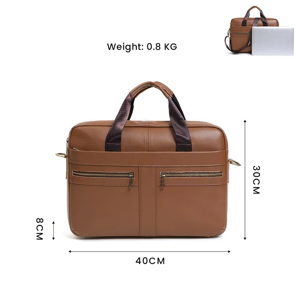 Jogujos echtes Rindsleder Herren Aktentasche Retro 15.6 "Laptop lässig Messenger Schulter Tragetaschen Dokumente hohe Qualität