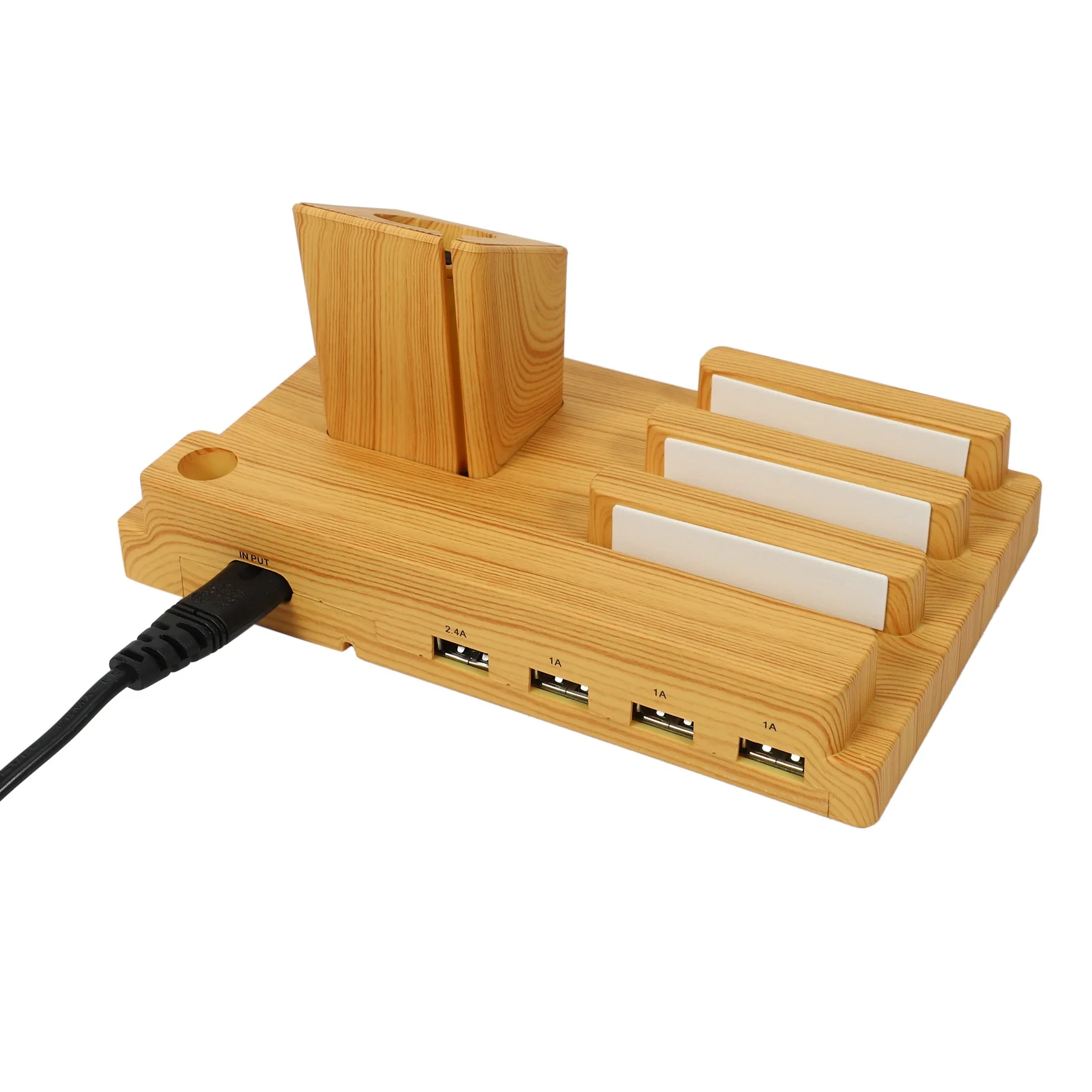 4 Usb Charging Docks Wood Charging Stand Can Be Used for Multiple Devices for Iphone/Samsung Us