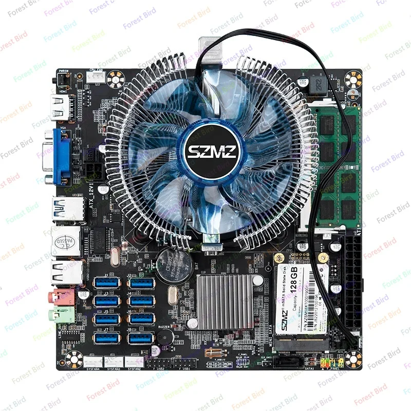 طقم اللوحة الأم للتعدين ATX-B75E معالج G530 + DDR3 8GB RAM + 128GB MSATA B75 LGA1155 مجموعة تعدين جهاز دعم 8 منافذ USB3.0