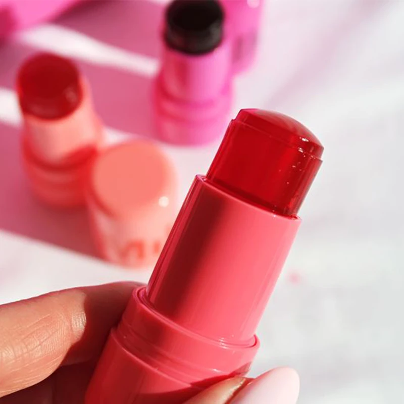1/2/4PCS Jelly ลิปสติก Cheek Blush Stick Long Lasting Moisturized Blusher สติกเกอร์ Lip GLOSS Rouge ครีมแต่งหน้าเครื่องสําอาง