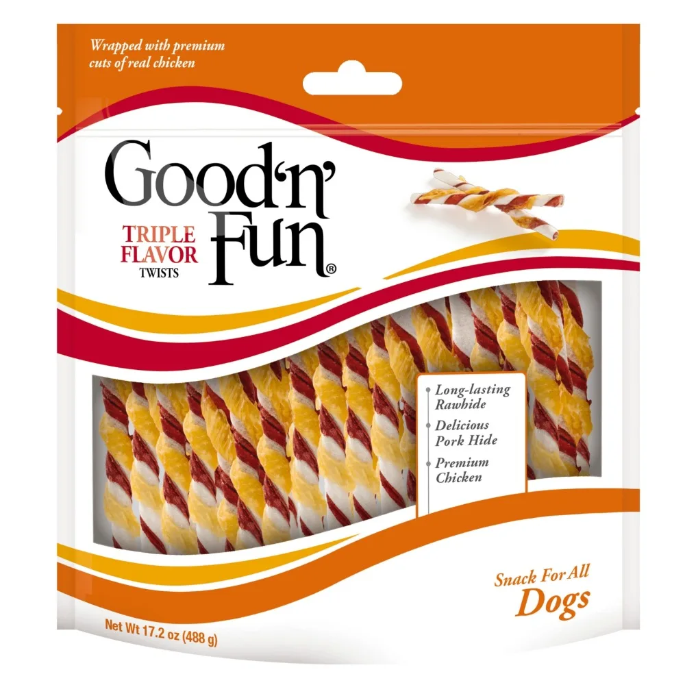 

Triple Flavor Twists, Rawhide Chews for All Dogs, 70 Count