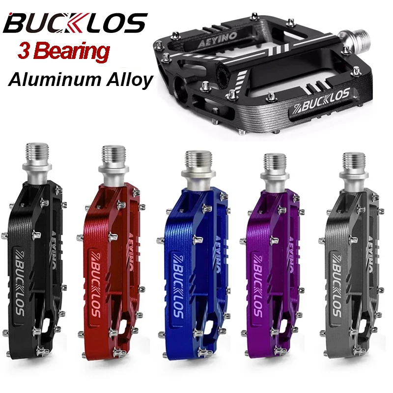 

BUCKLOS 3 Bearings Bicycle Pedals Ultralight Aluminum Road Bike Mtb Pedal Non-Slip Waterproof Flat Pedals Cycling Accessories